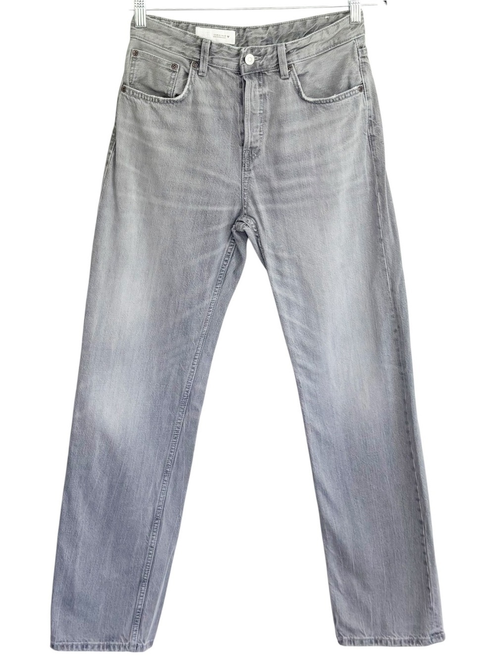 ZARA High Rise Straight Leg Gray Wash Button Fly Jeans Size 4 100% Cotton Denim